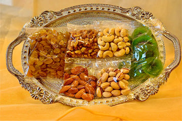 Silver Tray Hamper with Nuts & Dry Fruits – Now with Free Shipping!