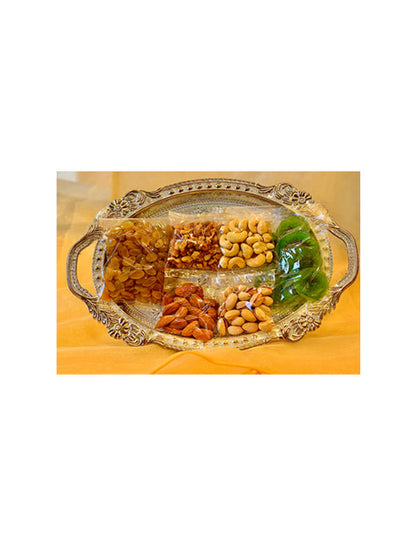 Silver Tray Hamper with Nuts & Dry Fruits – Now with Free Shipping!